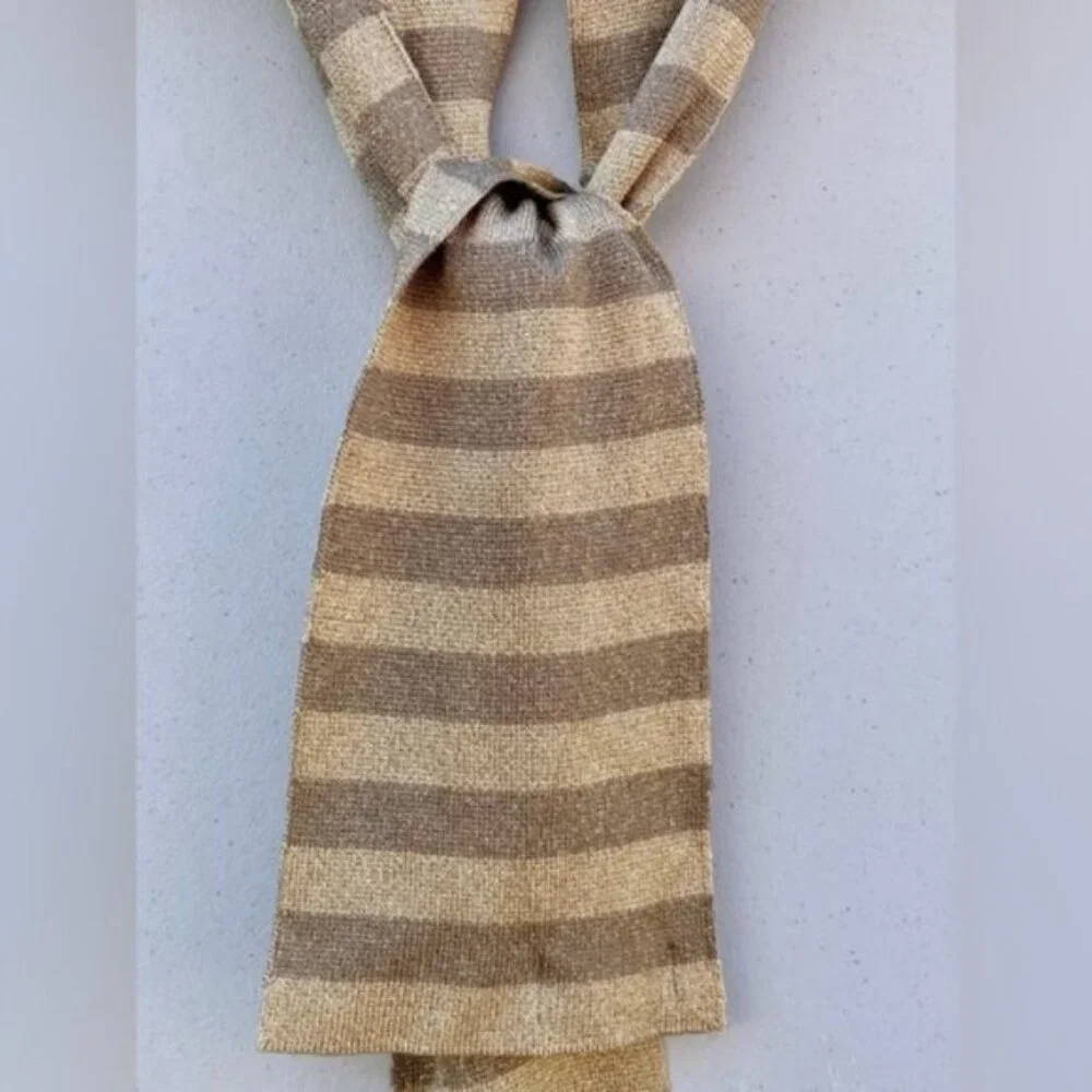 Banana Republic Striped Gold Metallic Block Scarf
